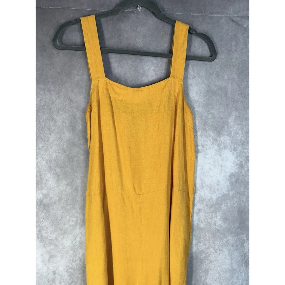 Everlane The Linen Square-Neck Jumpsuit In Goldenrod Yellow Women's Sz 10